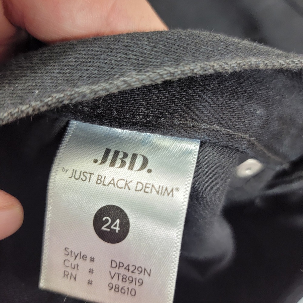 JBD Distressed‎ Black Denim Jeans Ripped High Waist Casual Pants Size 24 - Picture 4 of 8